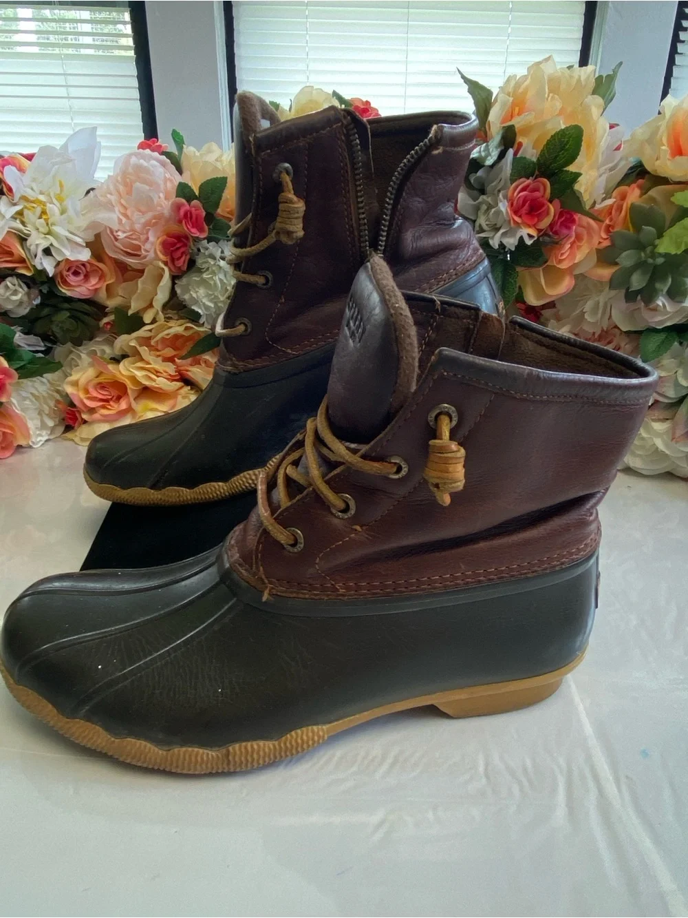 Sperry Saltwater Duck Boot Brown Leather Waterproof Women’s Size 8M